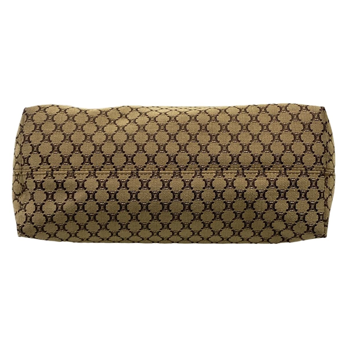 Celine Tote Macadam Pattern Dark Brown Beige Leather — view 5
