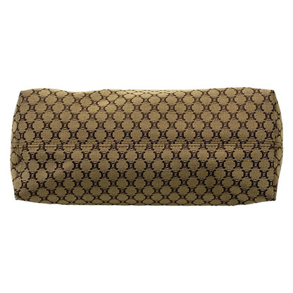 Celine Tote Macadam Pattern Dark Brown Beige Leather — view 5