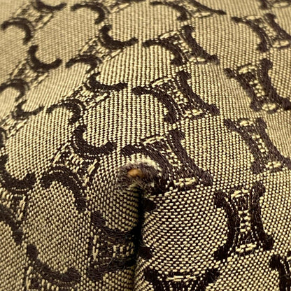 Celine Tote Macadam Pattern Dark Brown Beige Leather — view 6