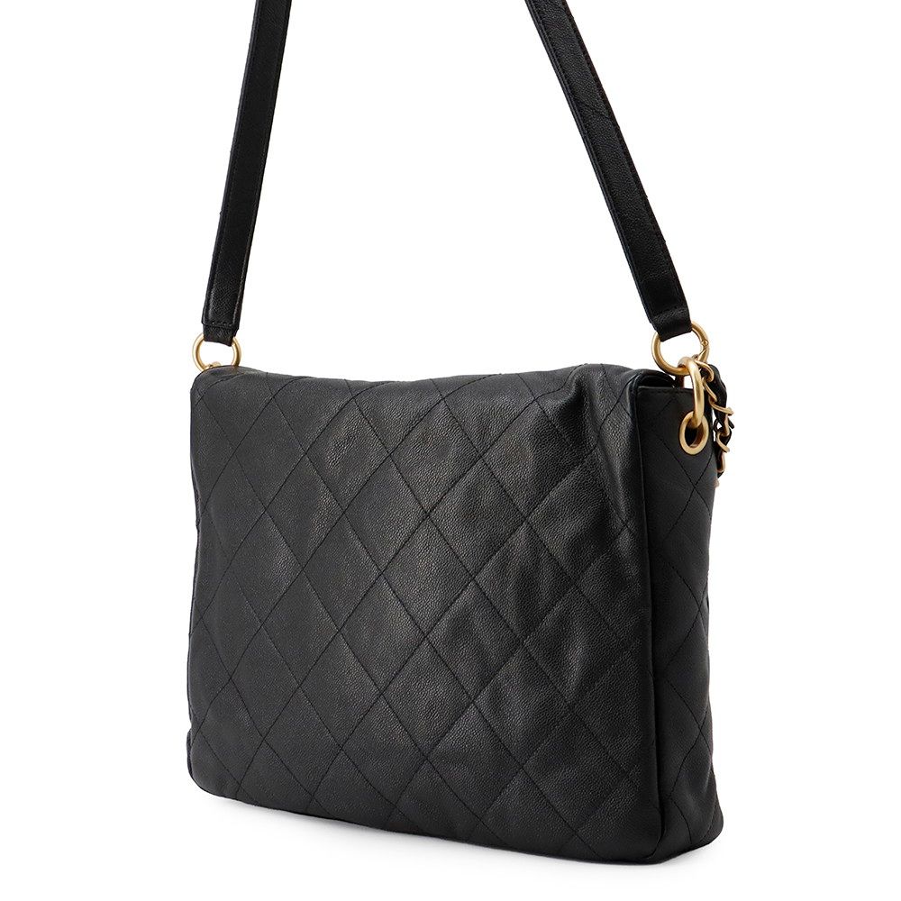 Chanel Shoulder Bag CC Logo Quilted Hobo Caviar Leather 2-Way Black — view 2