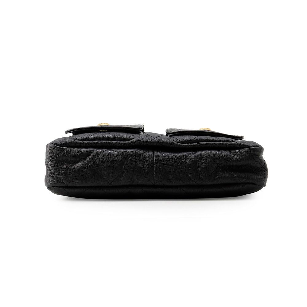 Chanel Shoulder Bag CC Logo Quilted Hobo Caviar Leather 2-Way Black — view 3