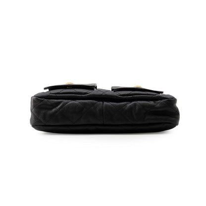 Chanel Shoulder Bag CC Logo Quilted Hobo Caviar Leather 2-Way Black — view 3