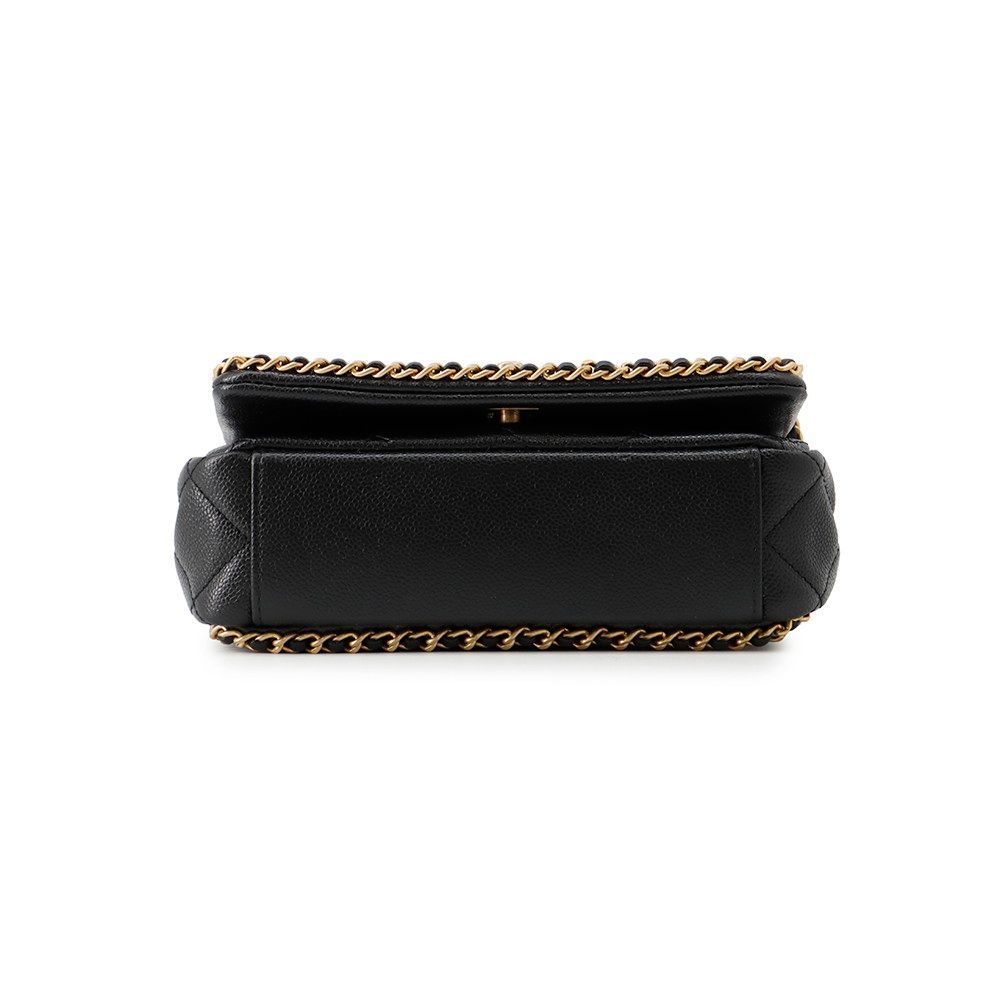 Chanel Chain Shoulder Bag Quilted CC Logo Caviar Leather Black — view 3