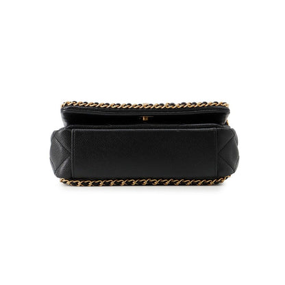 Chanel Chain Shoulder Bag Quilted CC Logo Caviar Leather Black — view 3