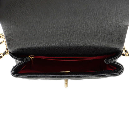 Chanel Chain Shoulder Bag Quilted CC Logo Caviar Leather Black — view 5