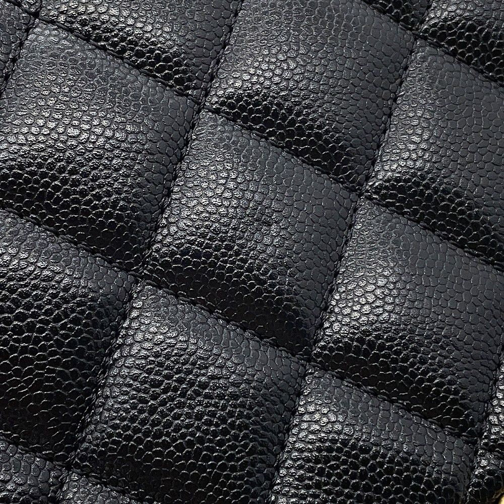 Chanel Chain Shoulder Bag Quilted CC Logo Caviar Leather Black — view 8