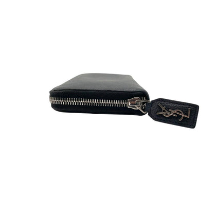 Saint Laurent Wallet Zip Around Leather Navy YSL Logo Classic Vintage Retro — view 4