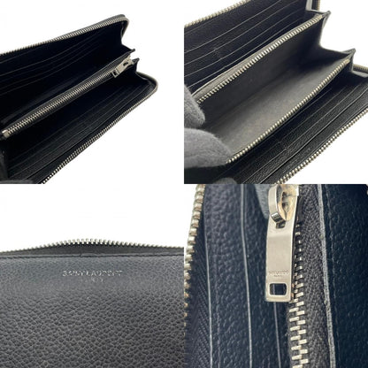 Saint Laurent Wallet Zip Around Leather Navy YSL Logo Classic Vintage Retro — view 9