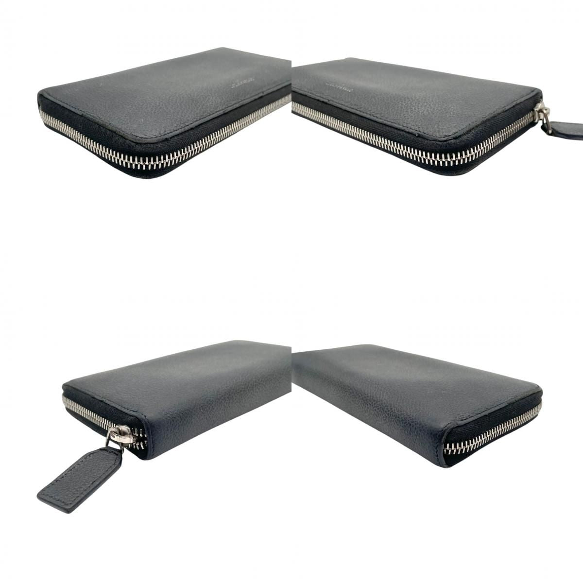 Saint Laurent Wallet Zip Around Leather Navy YSL Logo Classic Vintage Retro — view 8