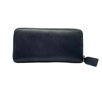 Saint Laurent Wallet Zip Around Leather Navy YSL Logo Classic Vintage Retro — view 3