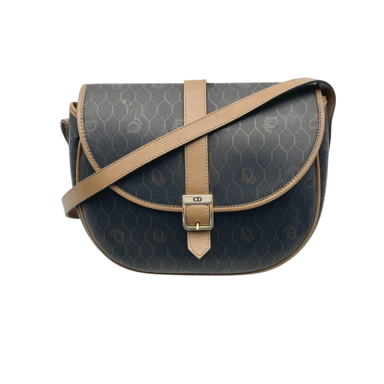 Dior Shoulder Bag Honeycomb Pattern Leather Brown Crossbody Available Vintage — view 2