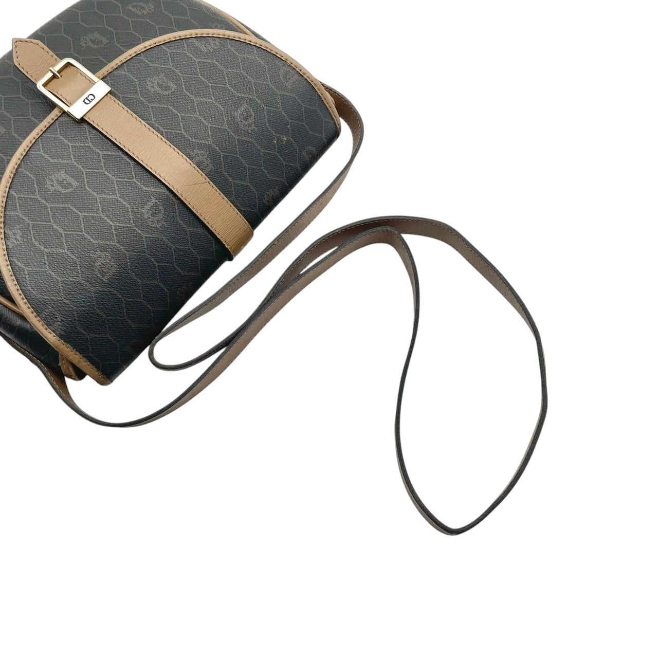Dior Shoulder Bag Honeycomb Pattern Leather Brown Crossbody Available Vintage — view 7