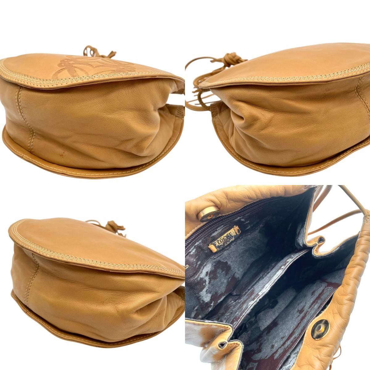 Loewe Shoulder Bag Leather Beige Logo Plate Bag Freestanding Classic Vintage — view 8