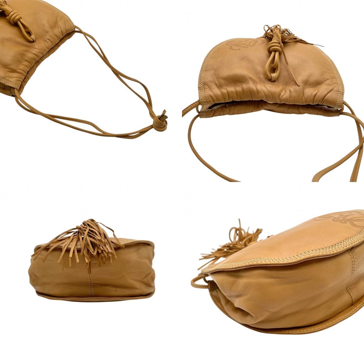 Loewe Shoulder Bag Leather Beige Logo Plate Bag Freestanding Classic Vintage — view 7
