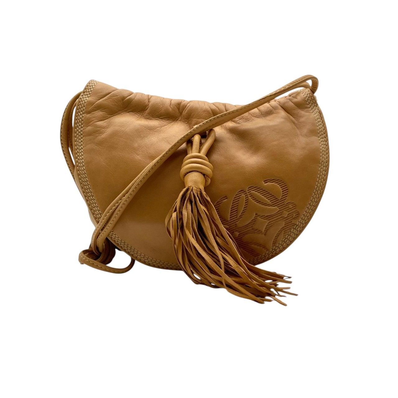 Loewe Shoulder Bag Leather Beige Logo Plate Bag Freestanding Classic Vintage — view 2