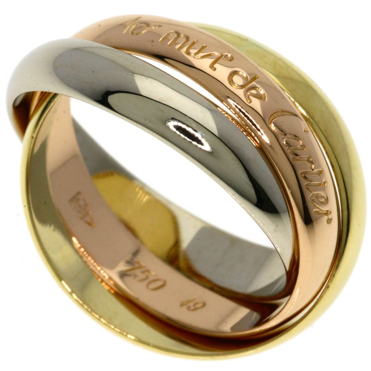 Cartier Trinity 49 Ring 18k Yellow Gold 18k White Pink