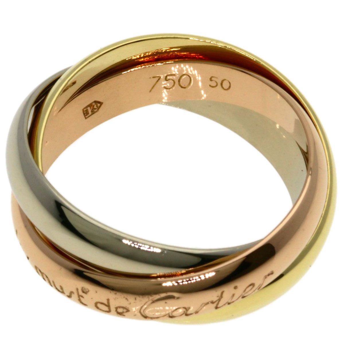 Cartier Trinity 50 Ring 18k Yellow Gold 18k White Pink — view 3