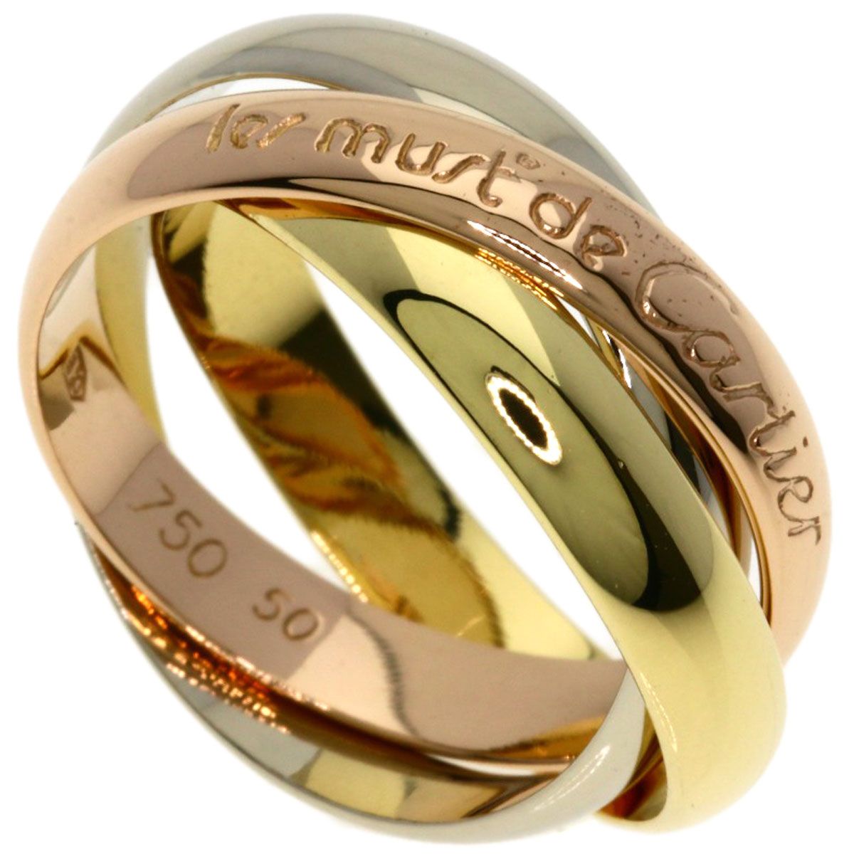 Cartier Trinity 50 Ring 18k Yellow Gold 18k White Pink