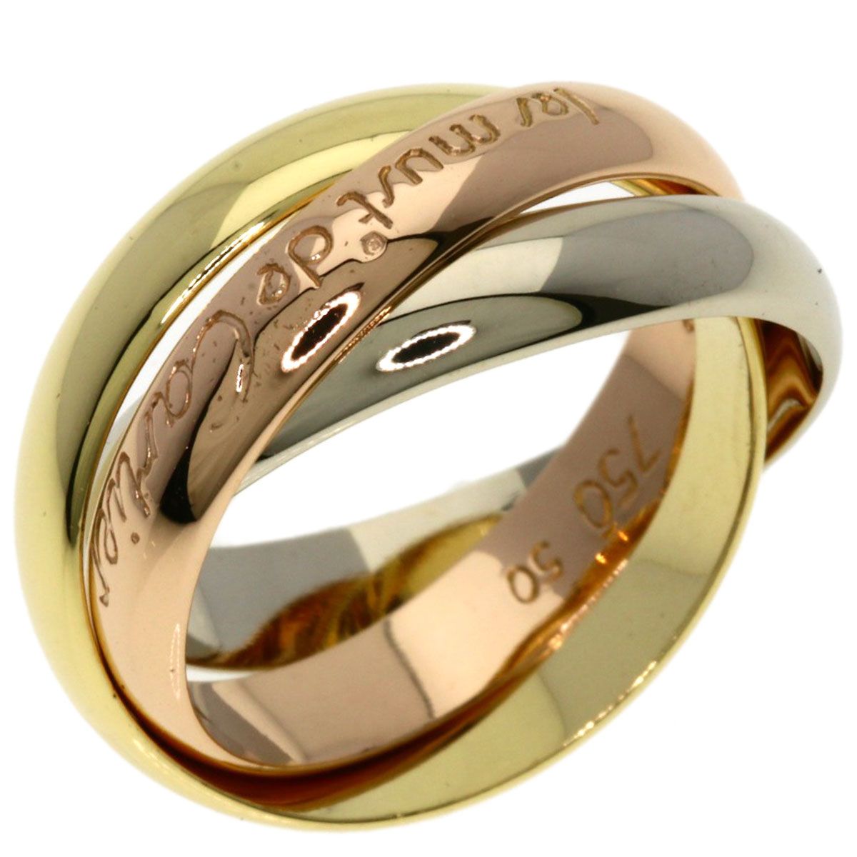 Cartier Trinity 50 Ring 18k Yellow Gold 18k White Pink — view 2