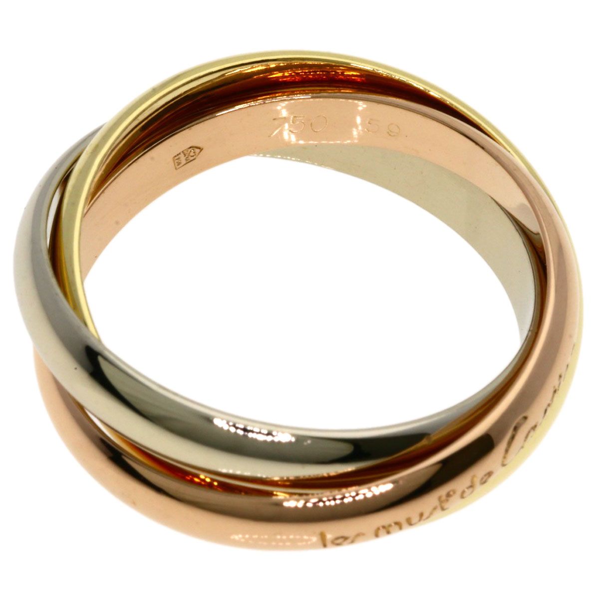 Cartier Trinity 59 Ring 18k Yellow Gold 18k White Pink — view 3