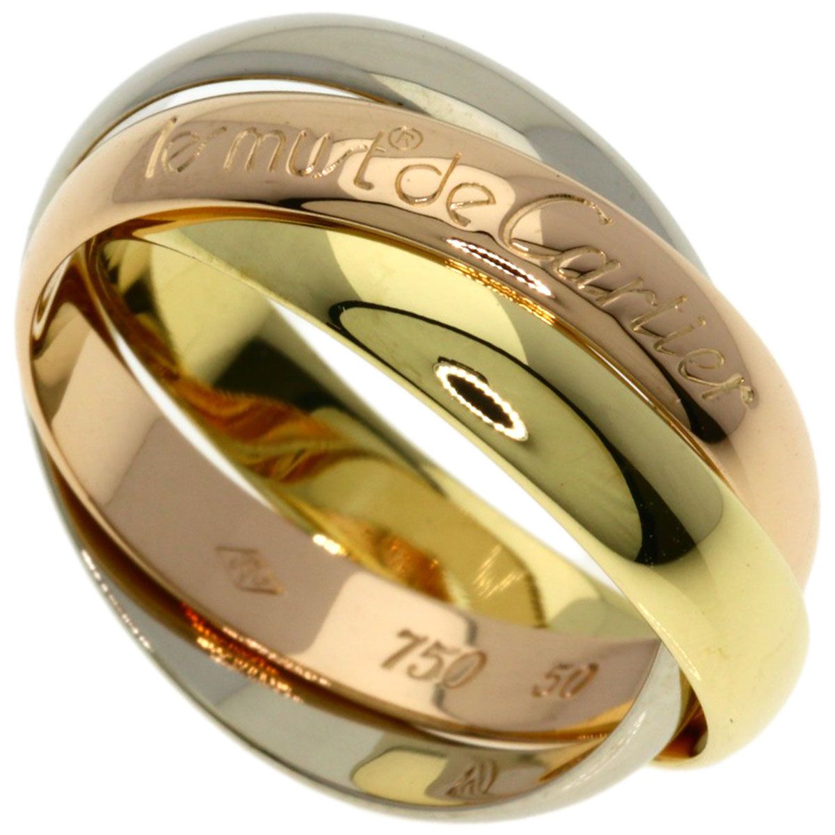 Cartier Trinity 50 Ring 18k Yellow Gold 18k White Pink