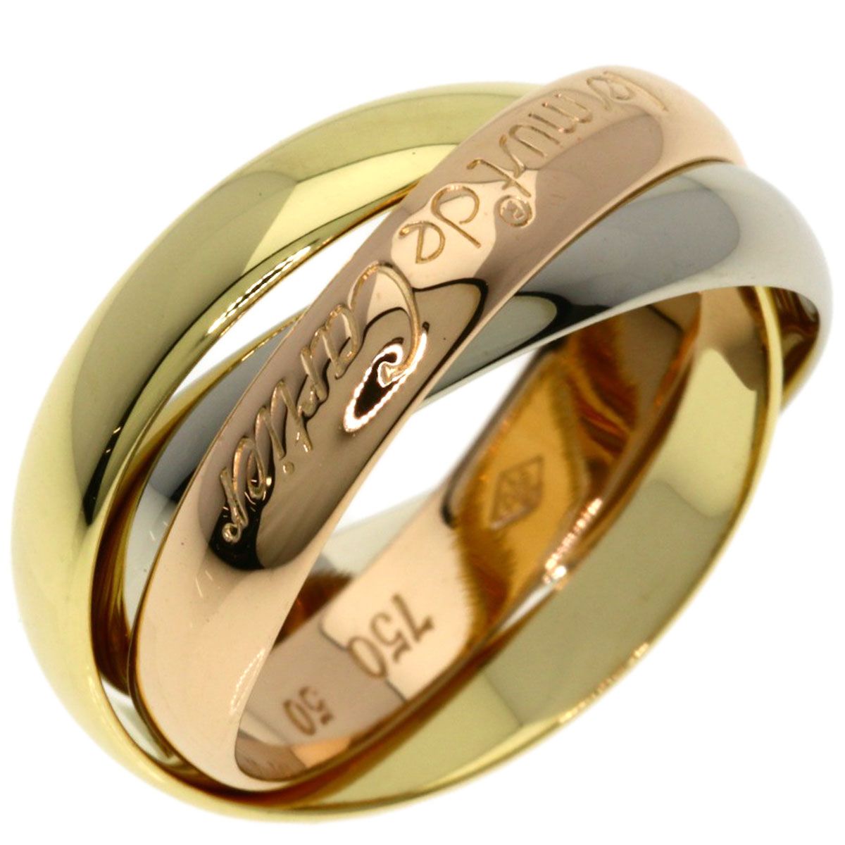 Cartier Trinity 50 Ring 18k Yellow Gold 18k White Pink — view 2