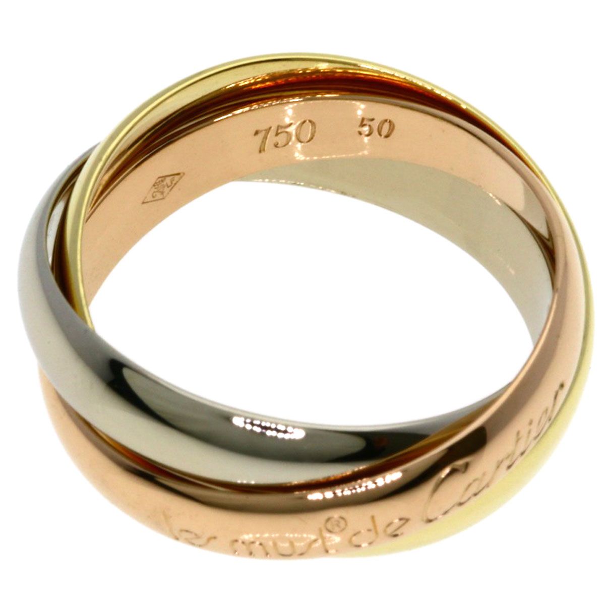Cartier Trinity 50 Ring 18k Yellow Gold 18k White Pink — view 3
