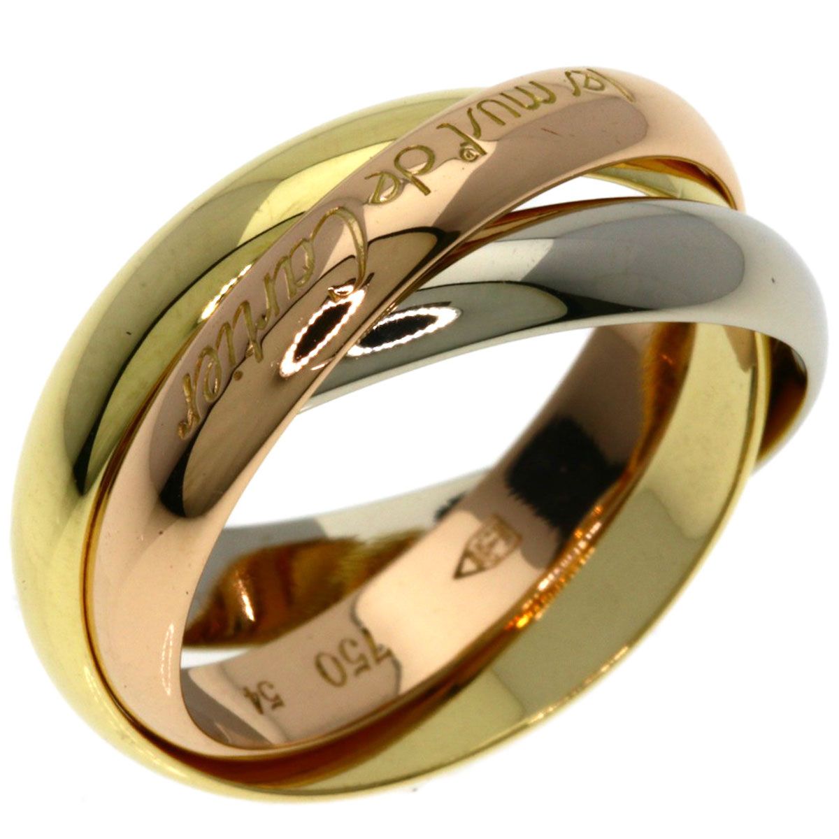 Cartier Trinity 54 Ring 18k Yellow Gold 18k White Pink — view 2