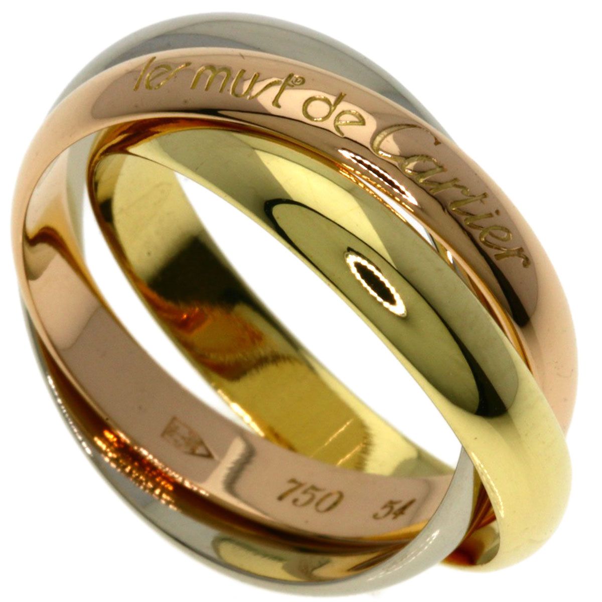 Cartier Trinity 54 Ring 18k Yellow Gold 18k White Pink