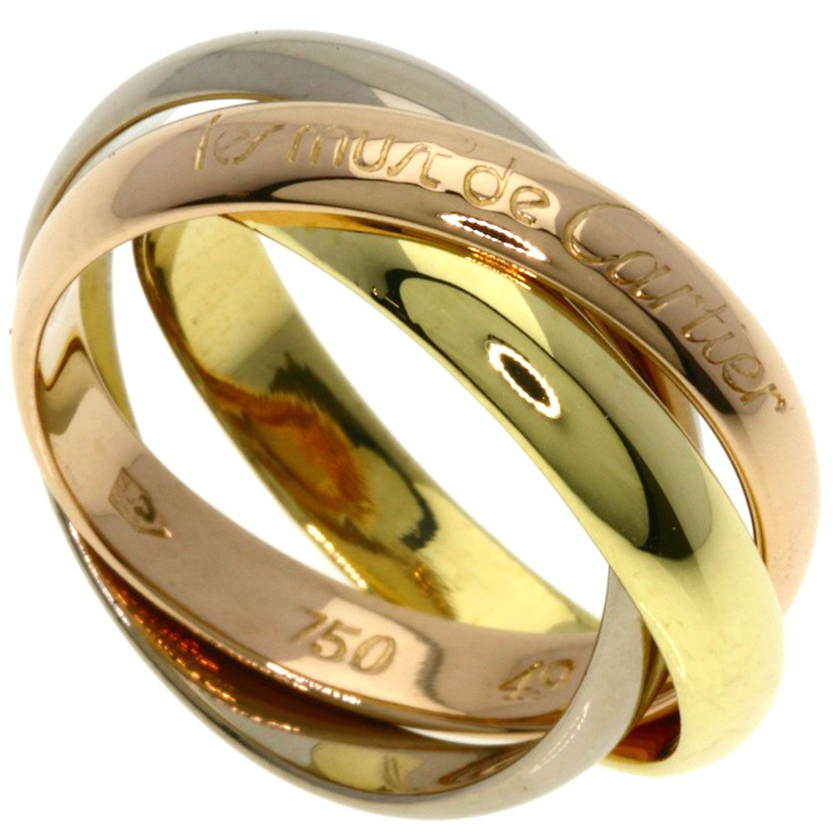 Cartier Trinity 49 Ring 18k Yellow Gold 18k White Pink