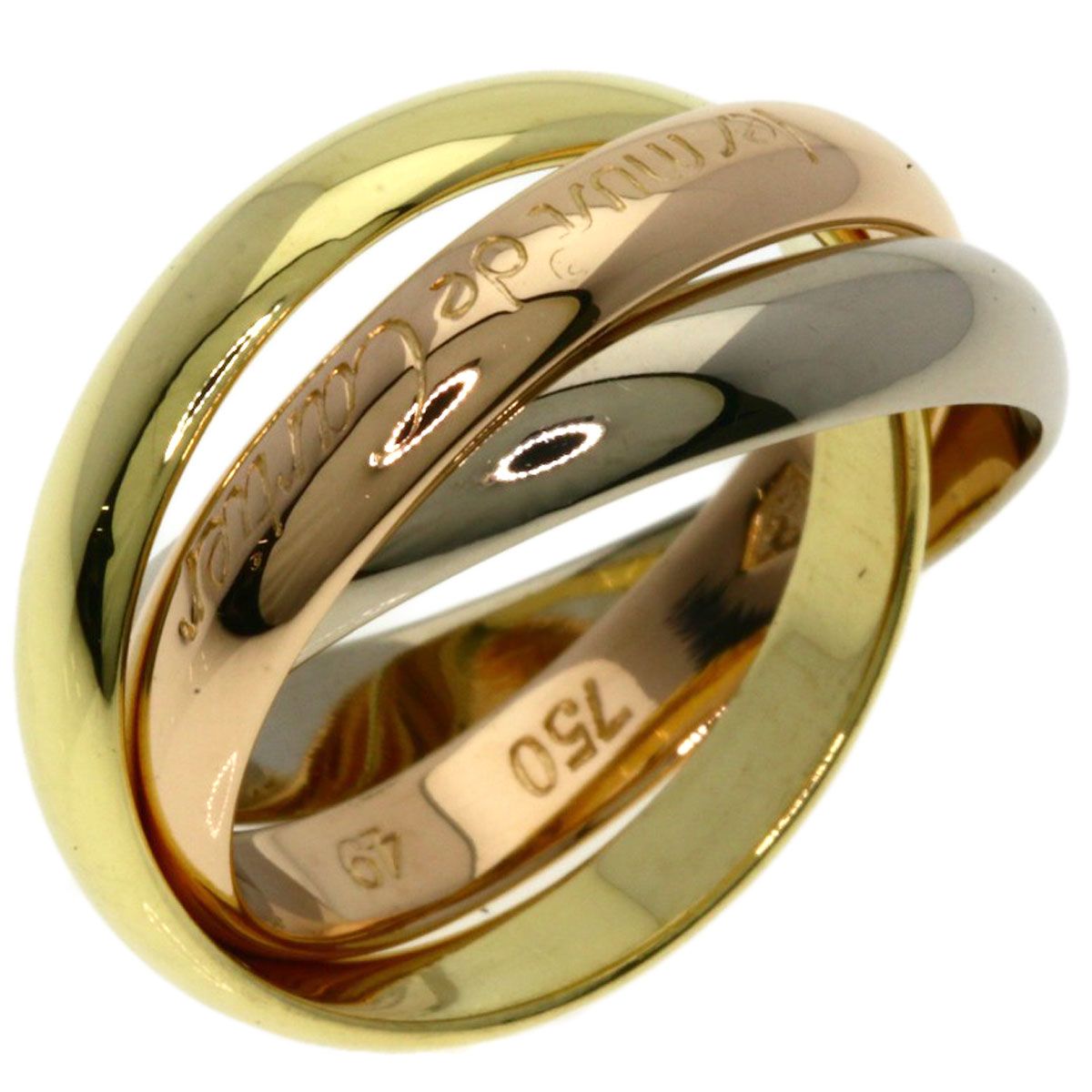 Cartier Trinity 49 Ring 18k Yellow Gold 18k White Pink — view 2