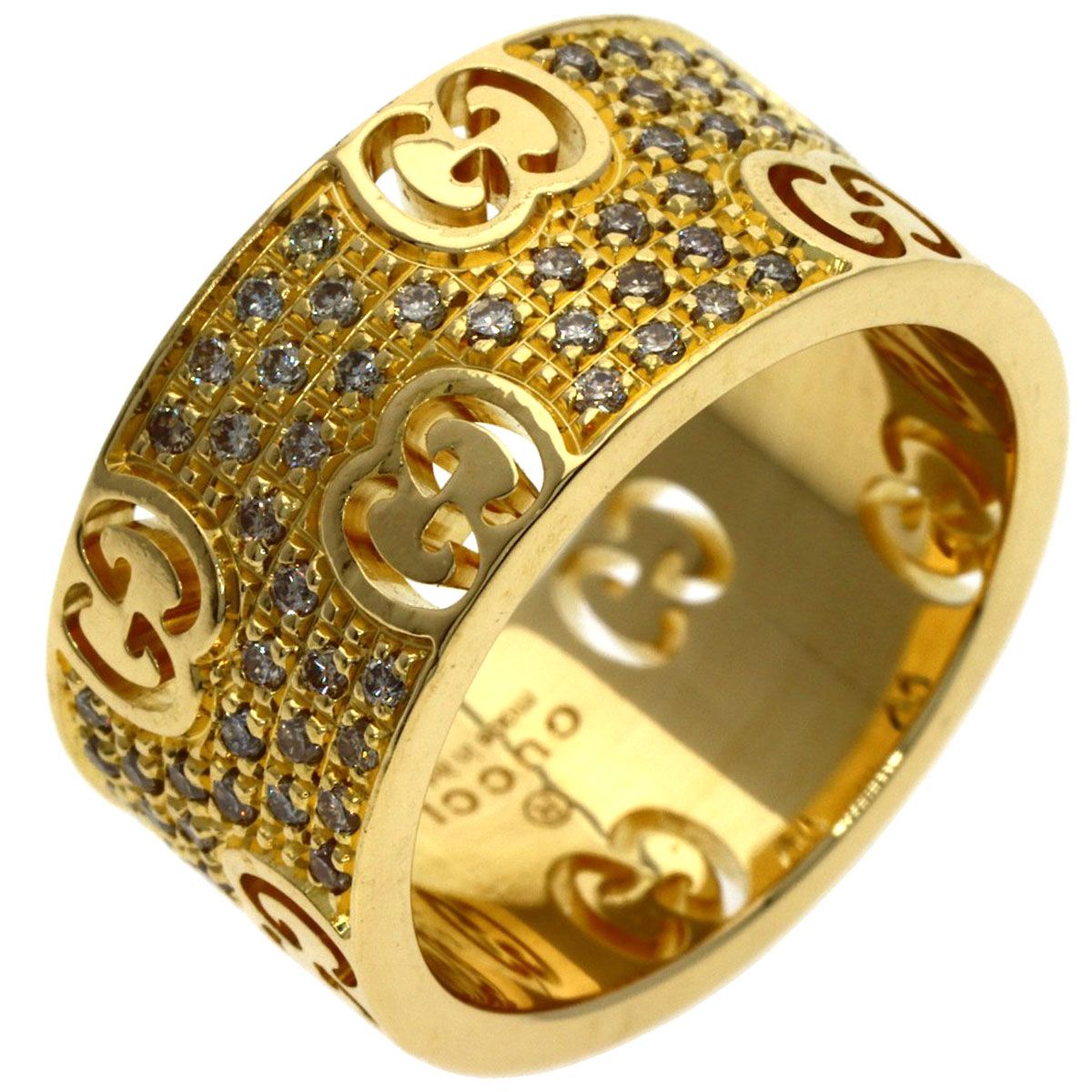 Gucci Icon Star Wide Diamond Ring 18k Yellow Gold — view 2