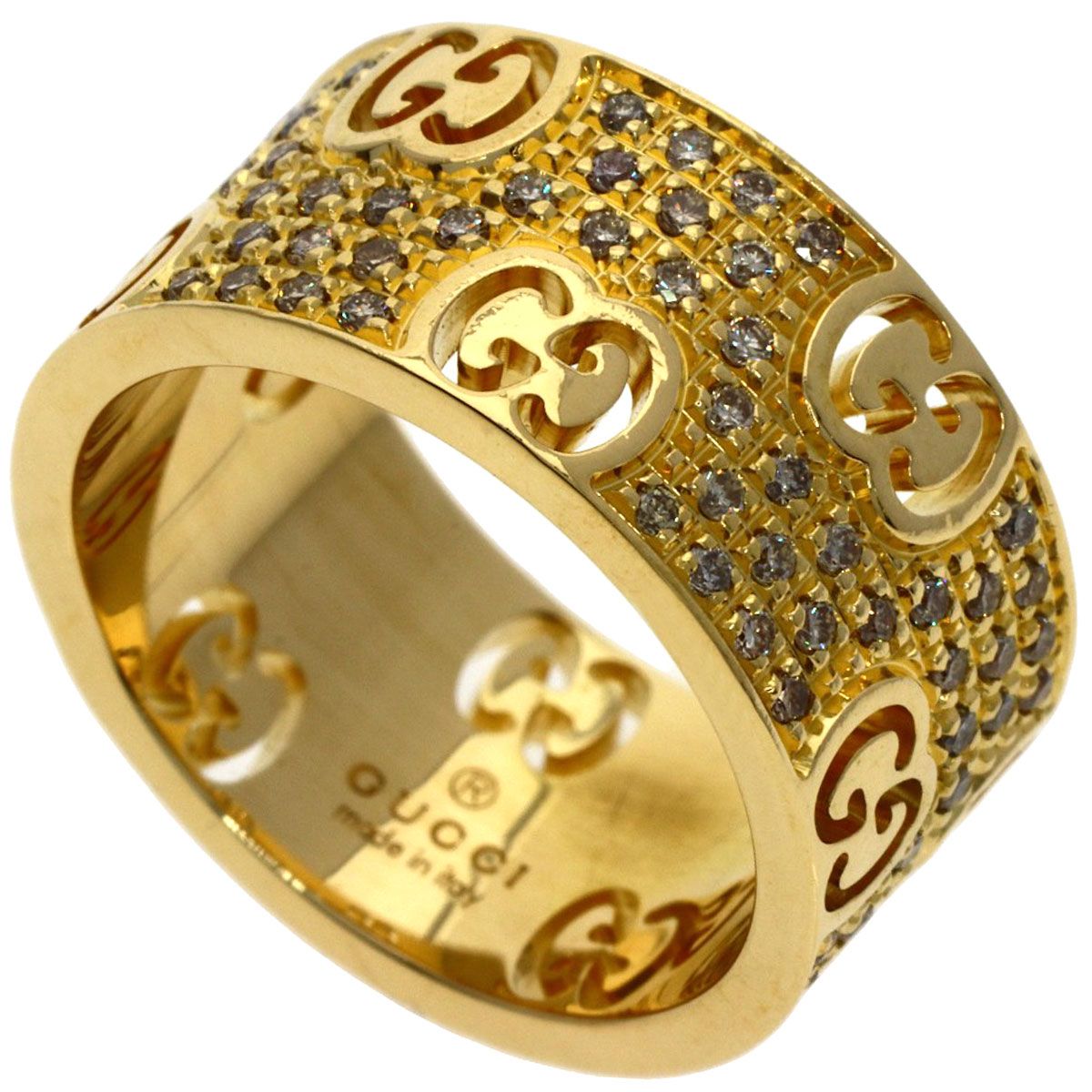 Gucci Icon Star Wide Diamond Ring 18k Yellow Gold