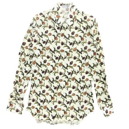 Dior Shirt Top Long Sleeve Floral Botanical Pattern All Over Logo 37 Ivory