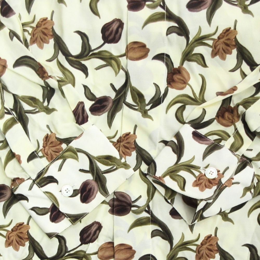 Dior Shirt Top Long Sleeve Floral Botanical Pattern All Over Logo 37 Ivory — view 5