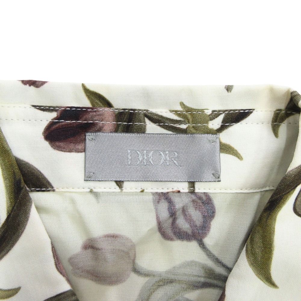 Dior Shirt Top Long Sleeve Floral Botanical Pattern All Over Logo 37 Ivory — view 7