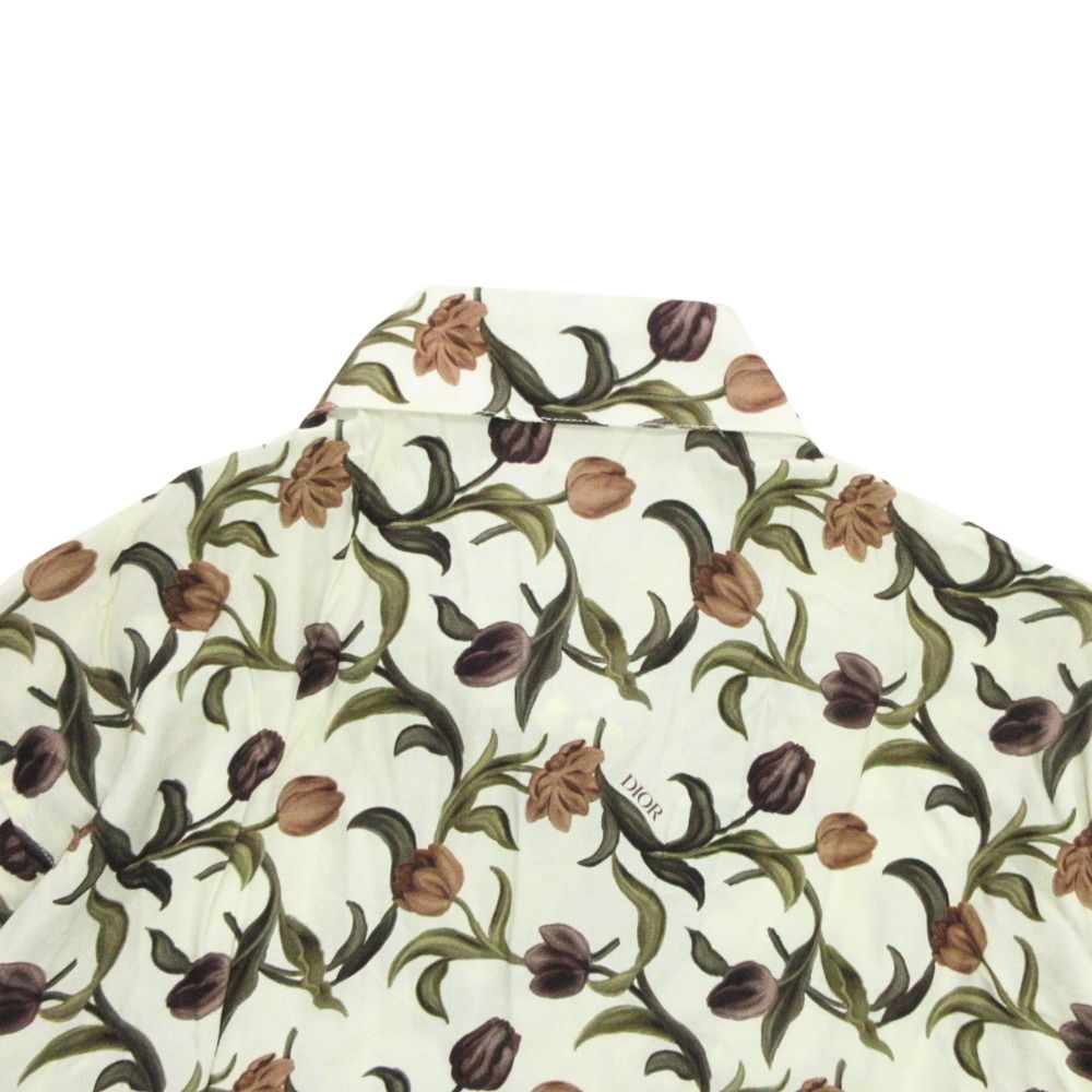 Dior Shirt Top Long Sleeve Floral Botanical Pattern All Over Logo 37 Ivory — view 4