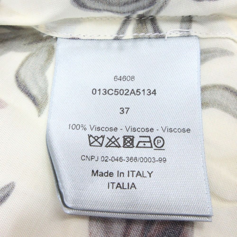 Dior Shirt Top Long Sleeve Floral Botanical Pattern All Over Logo 37 Ivory — view 8