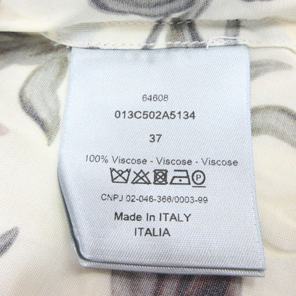 Dior Shirt Top Long Sleeve Floral Botanical Pattern All Over Logo 37 Ivory — view 8