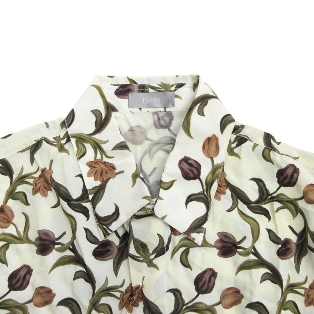Dior Shirt Top Long Sleeve Floral Botanical Pattern All Over Logo 37 Ivory — view 3