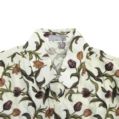 Dior Shirt Top Long Sleeve Floral Botanical Pattern All Over Logo 37 Ivory — view 3