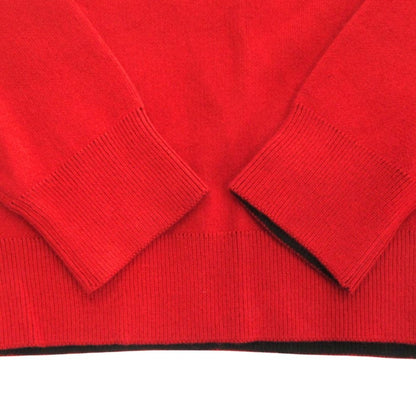 Dior Cashmere Boxy Knit Sweater Long Sleeve Logo Large 46 Red Black — view 5