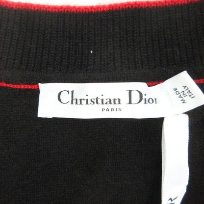 Dior Cashmere Boxy Knit Sweater Long Sleeve Logo Large 46 Red Black — view 7