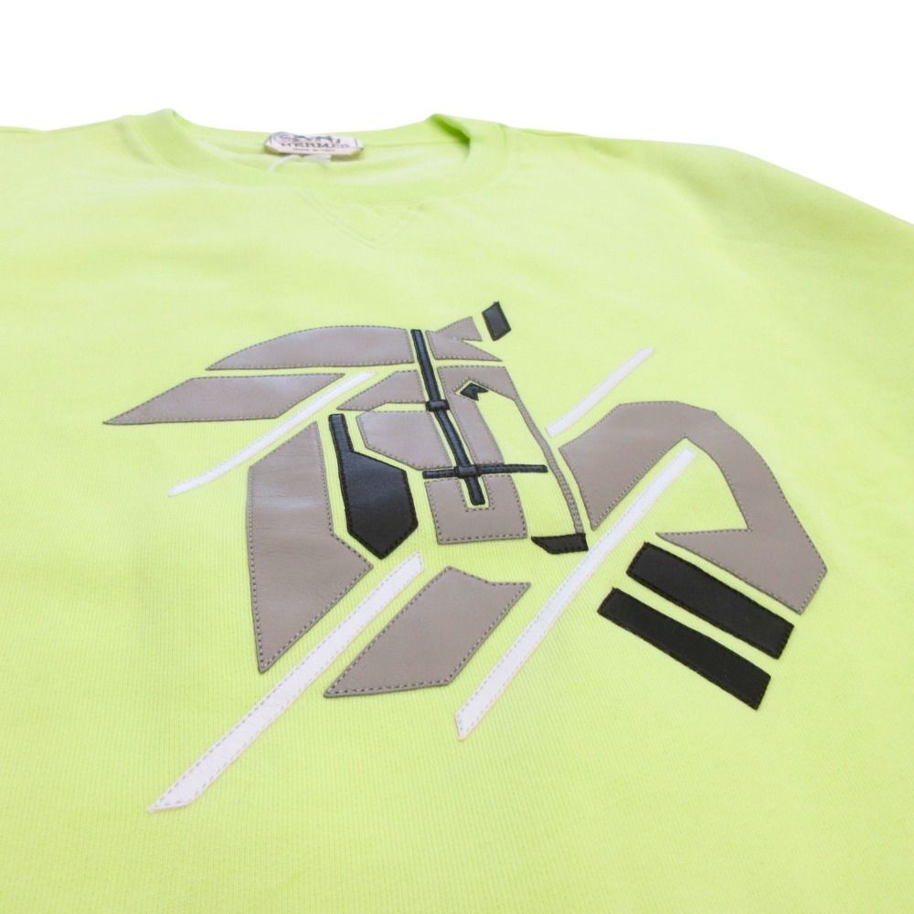 Hermes Chevaux an Symmetry Sweatshirt Shirt Brushed Lining Sheep Leather Trim — view 6