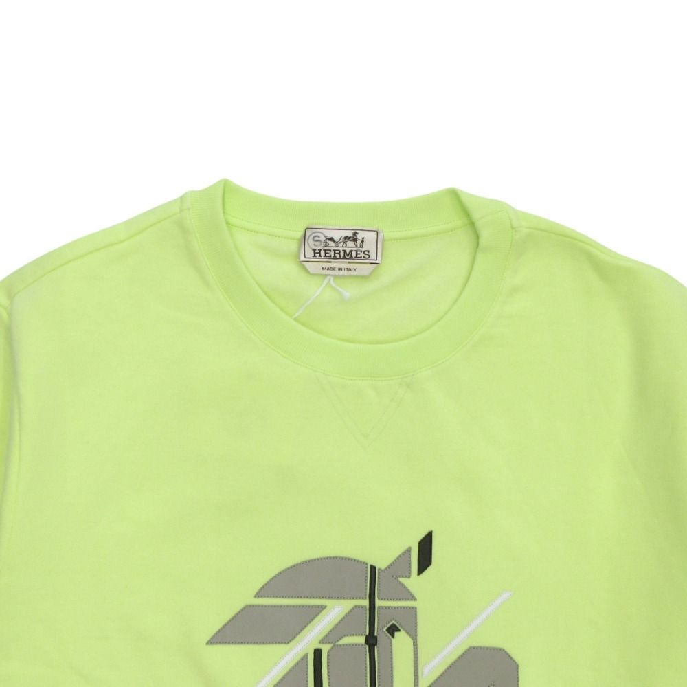 Hermes Chevaux an Symmetry Sweatshirt Shirt Brushed Lining Sheep Leather Trim — view 3