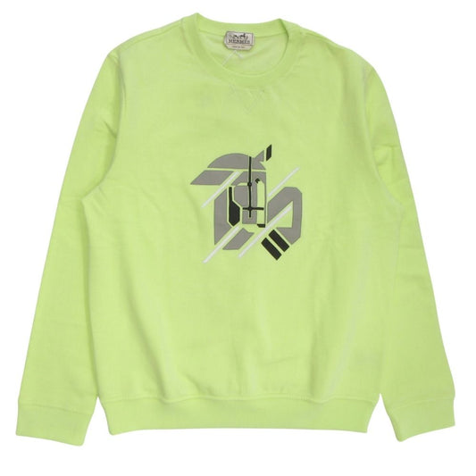 Hermes Chevaux an Symmetry Sweatshirt Shirt Brushed Lining Sheep Leather Trim