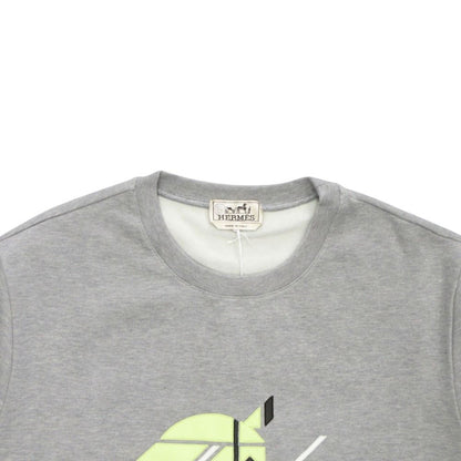 Hermes Chevaux an Symmetry Sweatshirt Shirt Brushed Lining Sheep Leather Trim — view 4