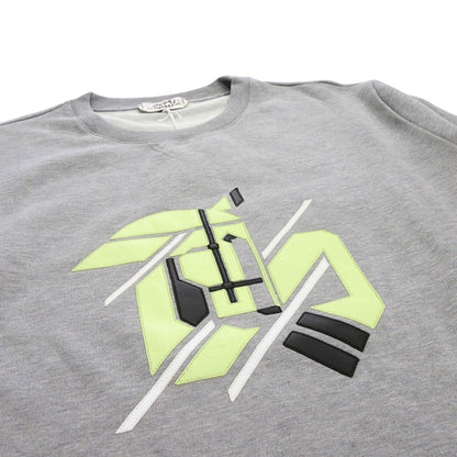 Hermes Chevaux an Symmetry Sweatshirt Shirt Brushed Lining Sheep Leather Trim — view 6
