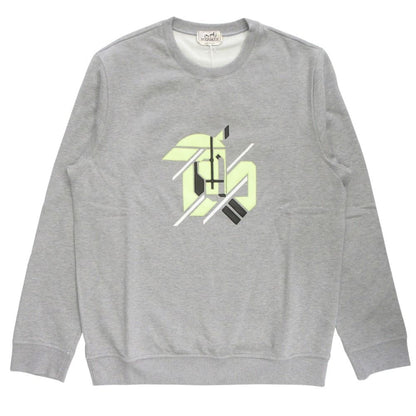 Hermes Chevaux an Symmetry Sweatshirt Shirt Brushed Lining Sheep Leather Trim