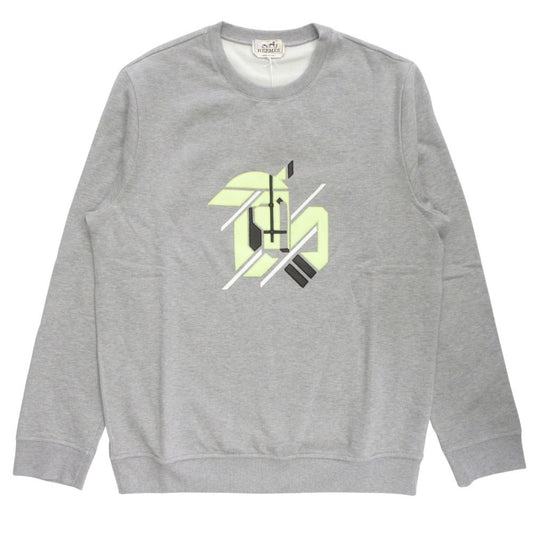 Hermes Chevaux an Symmetry Sweatshirt Shirt Brushed Lining Sheep Leather Trim